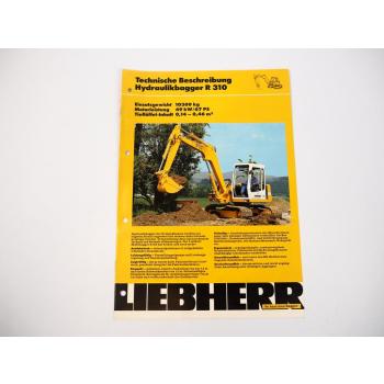 Prospekt Liebherr R310 Hydraulikbagger Technische Beschreibung 1991 Label