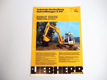 Prospekt Liebherr R310 Hydraulikbagger Technische Beschreibung 1992