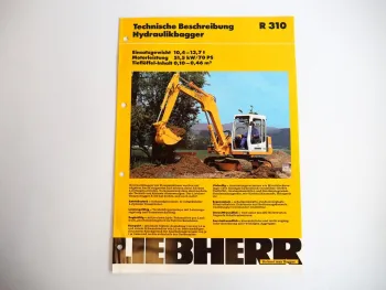 Prospekt Liebherr R310 Hydraulikbagger Technische Beschreibung 1994 Label
