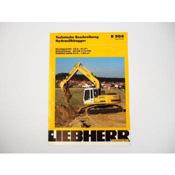 Prospekt Liebherr R904 Litronic Hydraulikbagger Technische Beschreibung Label