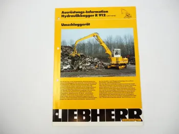 Prospekt Liebherr R912 Litronic Hydraulikbagger Umschlaggerät 1991 Label