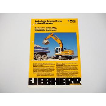 Prospekt Liebherr R932 Hydraulikbagger Technische Beschreibung 1/1995 Label