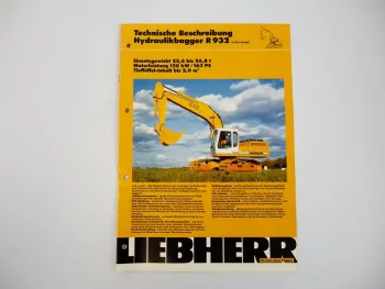 Prospekt Liebherr R932 Hydraulikbagger Technische Beschreibung 1990