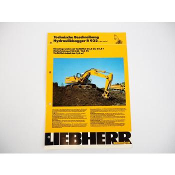 Prospekt Liebherr R932 Hydraulikbagger Technische Beschreibung 1993 Label