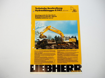 Prospekt Liebherr R942 Litronic Hydraulikbagger Techn. Beschreibung 1992