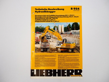 Prospekt Liebherr R954 Litronic Hydraulikbagger Technische Beschreibung 1997