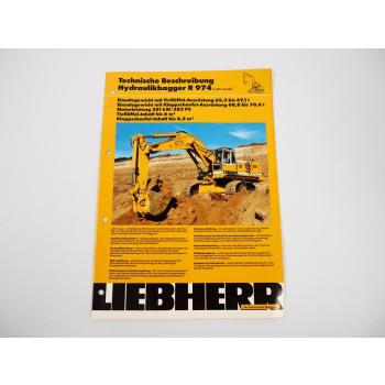 Prospekt Liebherr R974 Litronic Hydraulikbagger Technische Beschreibung 1991