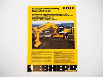 Prospekt Liebherr R974B Litronic Hydraulikbagger Techn. Beschreibung 06/96 Label