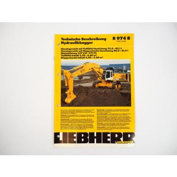 Prospekt Liebherr R974B Litronic Hydraulikbagger Technische Beschreibung 03/95