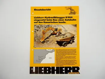 Prospekt Liebherr R984 Hydraulikbagger Einsatzbericht Autobahnbau 1988