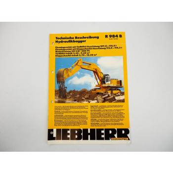 Prospekt Liebherr R984B Litronic Hydraulikbagger Technische Beschreibung 1995