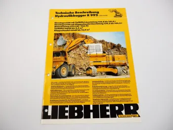 Prospekt Liebherr R992 Litronic Hydraulikbagger Techn. Beschreibung 1992