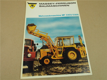 Prospekt Massey Ferguson MF 3303 3305 Mehrzweckbaumaschine Baggerlader 1967