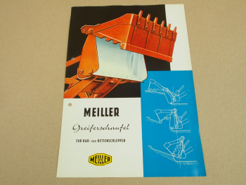 Prospekt Meiller Greiferschaufel für Rad- und Kettenschlepper von 1963