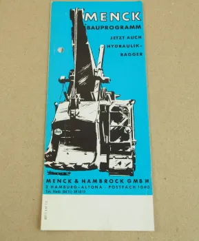 Prospekt Menck Bauprogramm Bagger M70H M60 M90 DN2 MRB SR53 von 1967