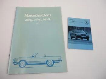 Prospekt Mercedes Benz 280 380 500 SL R107 Technik Ausstattung 1982 + Preisliste