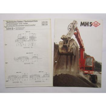 Prospekt O&K MH 5 Bagger Hydrobagger Technische Daten von 1981
