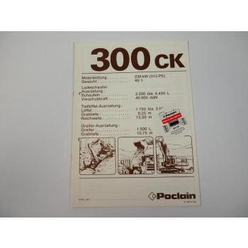 Prospekt Poclain 300CK Hydraulikbagger Datenblatt 1980