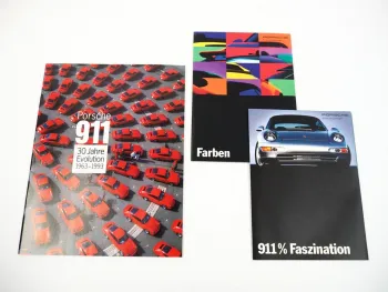 Prospekt Porsche 911 Sonderdruck 30 Jahre Evolition 1963 bis 1993 Farben Technik