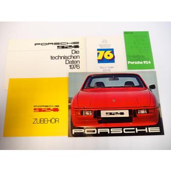Prospekt Porsche 924 mit 2.0L 125 PS von 1976 Preisliste Farbkarte Zubehör