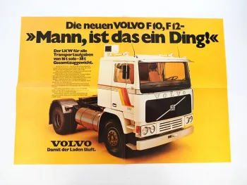 Prospekt Poster Volvo F10 F12 LKW Nutzfahrzeuge 1970er Jahre
