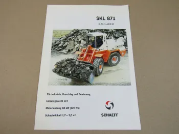Prospekt Schaeff SKL 871 Radlader mit 120 PS Perkins Motor 90er Jahre