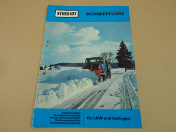 Prospekt Schmidt Schneepflüge für LKW und Schlepper 6/1976 zB Unimog Hanomag T2