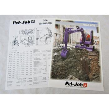 Prospekt und Datenblatt Pel-Job TIGA 608 Kompaktbagger aus den 90er Jahren