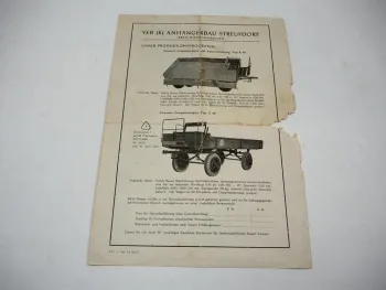 Prospekt VEB Anhängerbau Streufdorf Hildburghausen DDR 1956