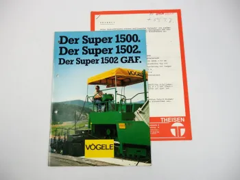 Prospekt Vögele Super 1500 1502 1502GAF Straßenfertiger + Angebot 1981