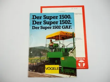 Prospekt Vögele Super 1500 1502 1502GAF Straßenfertiger + Angebot 1982