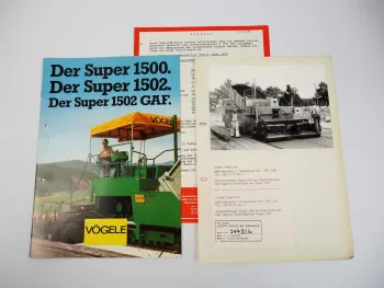 Prospekt Vögele Super 1500 1502 Straßenfertiger + Angebot + 2 Fotos 1980er Jahre