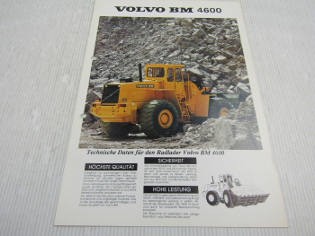 Prospekt Volvo BM 4600 Radlader 1982 Technische Daten