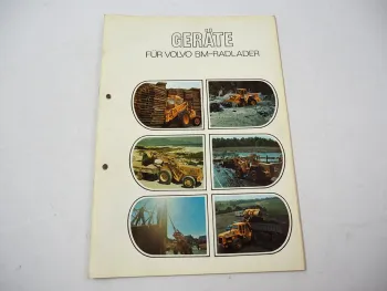 Prospekt Volvo BM 620 bis 1641 Radlader Anbaugeräte Schaufel Gabel Greifer 1978