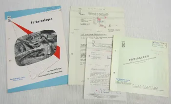Prospekt Wetzel & Schardt WS Förderanlagen mit Preisliste 1960er Jahre