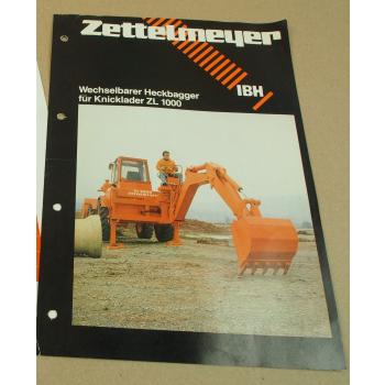 Prospekt Zettelmeyer IBH wechselbarer Heckbagger für Knicklader ZL1000 5/1979