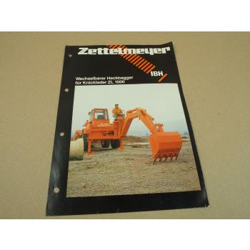 Prospekt Zettelmeyer IBH wechselbarer Heckbagger für Knicklader ZL1000 5/79
