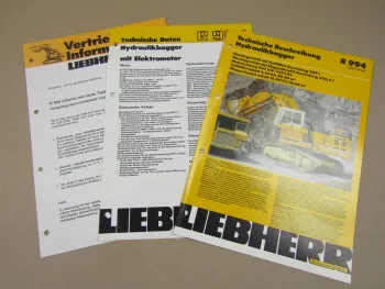 Prospekte Liebherr R 994 Litronic Bagger Technische Daten 1986/96