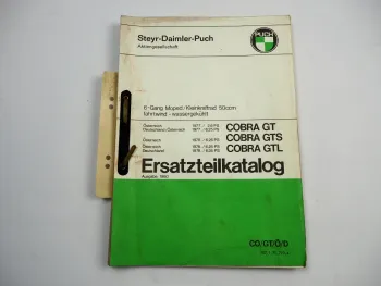 Puch Cobra GT GTS GTL Moped 6 Gang 50 ccm Ersatzteilliste Ersatzteilkatalog 1980