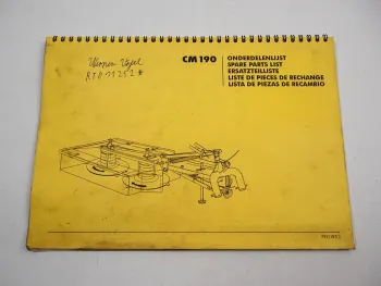 PZ Zweegers CM190 Rotormäher Ersatzteilliste Spare Parts List ab RT010347