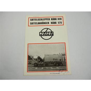 Raba 838 575 LKW Sattelschlepper mit Anhänger Prospekt 1970er Jahre Ungarn