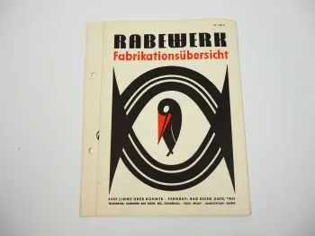 Rabewerk Fabrikationsübersicht Pflüge Eggen Prospekt 1960/70er Jahre