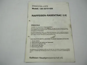 Raiffeisen Rasentrac 11E Ersatzteilliste Schaltplan Mod. 130-337D-628