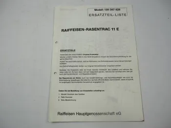 Raiffeisen Rasentrac 11E Ersatzteilliste Schaltplan Mod. 139-347-628