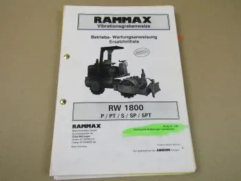 Rammax RW 1800 P PT S SP SPT Walze Bedienungsanleitung Ersatzteilliste ab 1/1996