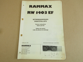 Rammax RW1403EF Betriebsanleitung Instruction Ersatzteilliste Parts List ab 9/90