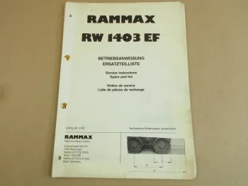 Rammax RW1403EF Betriebsanleitung Instruction Ersatzteilliste Parts List ab 9/90