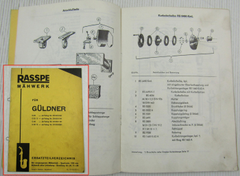 Rasspe Mähwerk für Güldner G25 G30 S Ersatzteilliste Ersatzteilkatalog 1968
