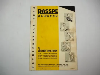 Rasspe Mähwerk für Güldner Schlepper G25 G25S G30 G30S Betriebsanleitung 1966