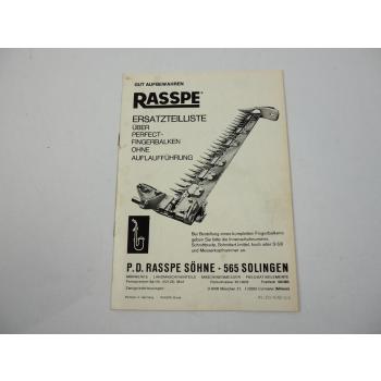 Rasspe Perfect Fingerbalken M H S63 Ersatzteileliste 1982